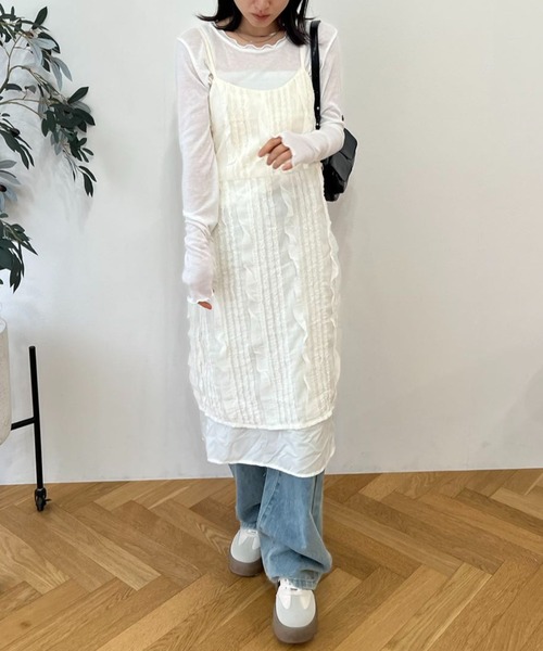 mebole(メボレ)の「シアーフリルキャミワンピース(ワンピース・レディース・アイボリー/ブラック・FREE)」の19枚目の写真