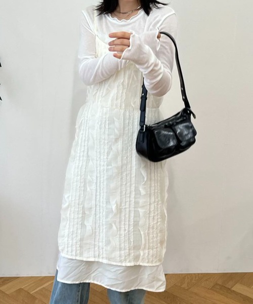 mebole(メボレ)の「シアーフリルキャミワンピース(ワンピース・レディース・アイボリー/ブラック・FREE)」の16枚目の写真