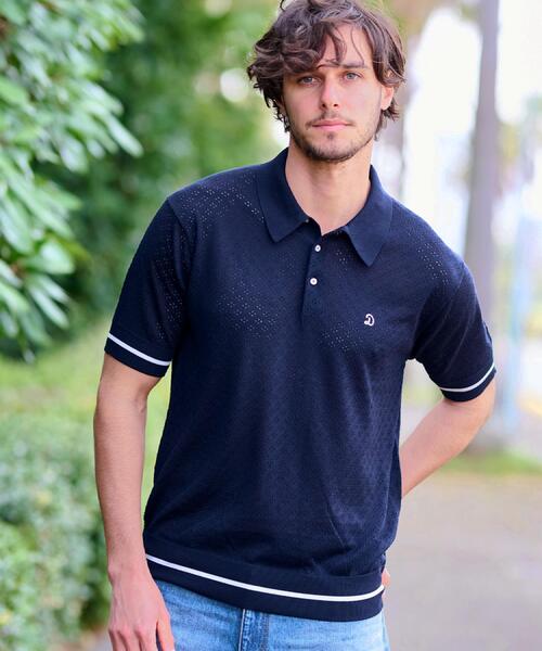 DRESSTERIOR(ドレステリア)の「レースジャカード ニットポロ(ポロシャツ・メンズ・ブラウン系その他/ネイビー/ベージュ・90/91/92/94)」の1枚目の写真