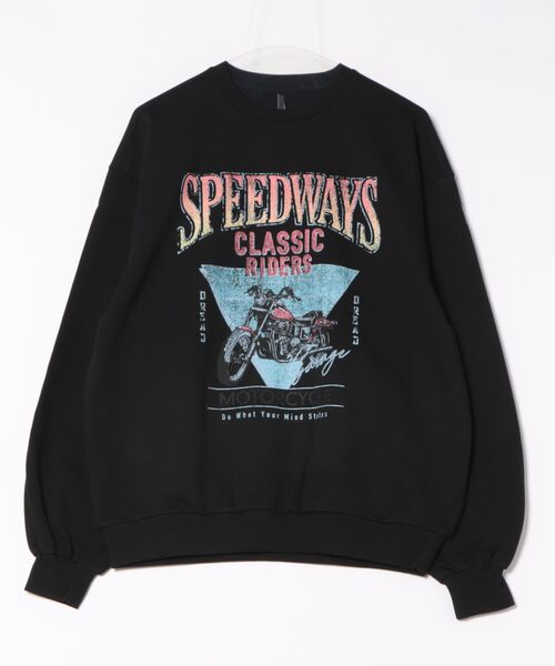 Revo.（レボ）の「ヴィンテージライク レトロ バンドプリント モーターサイクルプリント オーバーサイズ 裏毛 スウェット プルオーバー（スウェット・メンズ・ブラック系その他/チャコールグレー/ブラック/グレー系その他・M/L/XL）」の2枚目の写真
