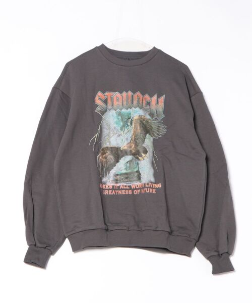 Revo.（レボ）の「ヴィンテージライク レトロ バンドプリント モーターサイクルプリント オーバーサイズ 裏毛 スウェット プルオーバー（スウェット・メンズ・ブラック系その他/チャコールグレー/ブラック/グレー系その他・M/L/XL）」の3枚目の写真