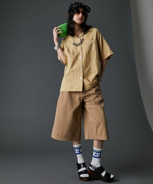 GEVS.(ジェイヴィス)の「綿麻シャツ<大きいサイズ有>GEVS.(シャツ/ブラウス・レディース・イエロー系/アイボリー・3L/LL/L/M/5L/4L)」の8枚目の写真
