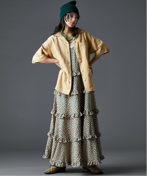 GEVS.(ジェイヴィス)の「綿麻シャツ<大きいサイズ有>GEVS.(シャツ/ブラウス・レディース・イエロー系/アイボリー・3L/LL/L/M/5L/4L)」の14枚目の写真