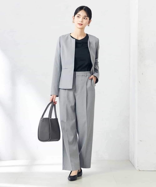 a.v.v（アーヴェヴェ）の「【洗える/ストレッチ/UVカット】麻調ストレッチキーネックジャケット（ノーカラージャケット・レディース・グレー/ネイビー/ベージュ・36/38/42/40/34）」の18枚目の写真