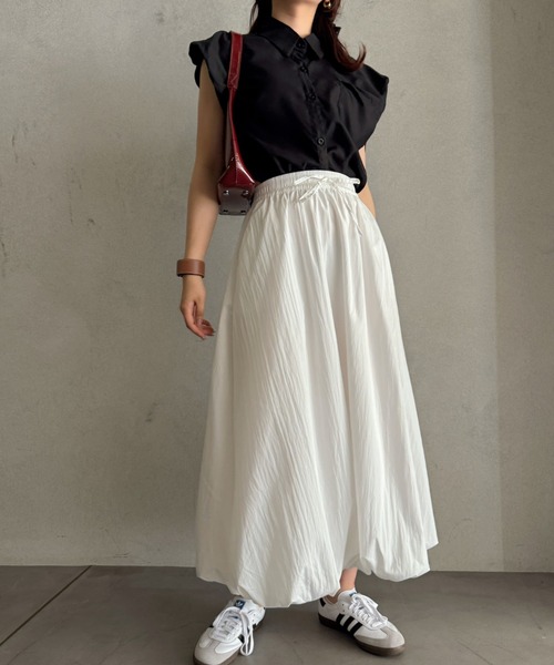efill(エフィル)の「エアリー バルーン マキシ ロングスカート(スカート・レディース・ホワイト・FREE)」の4枚目の写真