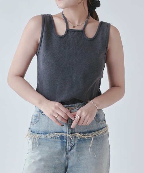 Lui's（ルイス）の「フェードカッティングトップス（Tシャツ/カットソー・レディース・ライトグレー/ブラック・FREE）」の3枚目の写真