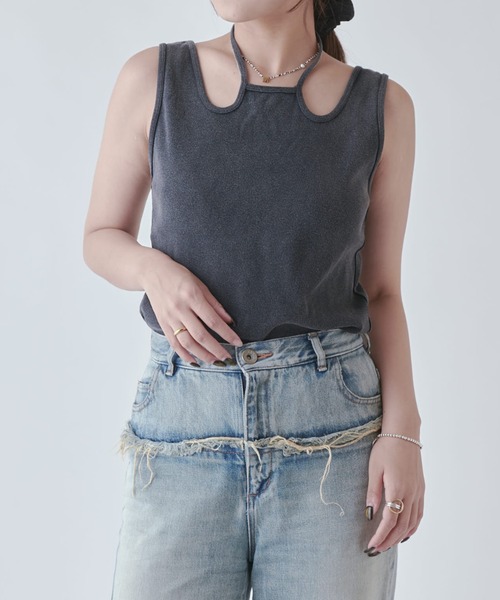 Lui's（ルイス）の「フェードカッティングトップス（Tシャツ/カットソー・レディース・ライトグレー/ブラック・FREE）」の4枚目の写真