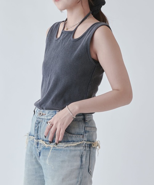 Lui's（ルイス）の「フェードカッティングトップス（Tシャツ/カットソー・レディース・ライトグレー/ブラック・FREE）」の5枚目の写真