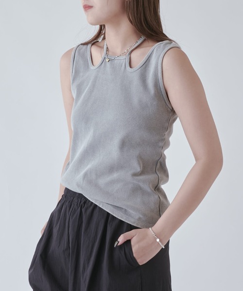 Lui's（ルイス）の「フェードカッティングトップス（Tシャツ/カットソー・レディース・ライトグレー/ブラック・FREE）」の7枚目の写真