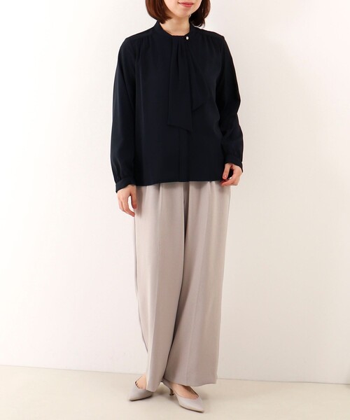 MICO COULIER（ミコクリエ）の「エラスティックカルゼブラウス（シャツ/ブラウス・レディース・ネイビー/オフホワイト・38）」の6枚目の写真