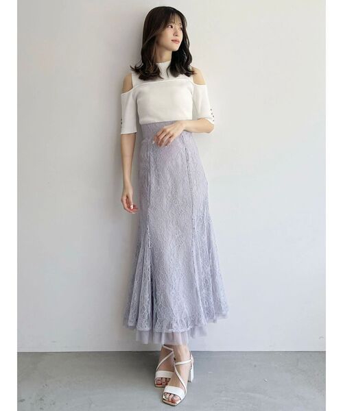 MERCURYDUO（マーキュリーデュオ）の「ビスチェ風カットアウトニット（ニット/セーター・レディース・ライム/ブラック/オフホワイト・FREE）」の7枚目の写真