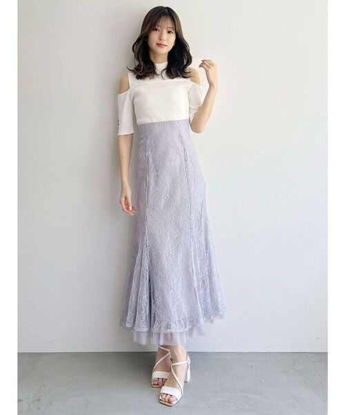 MERCURYDUO（マーキュリーデュオ）の「ビスチェ風カットアウトニット（ニット/セーター・レディース・ライム/ブラック/オフホワイト・FREE）」の8枚目の写真