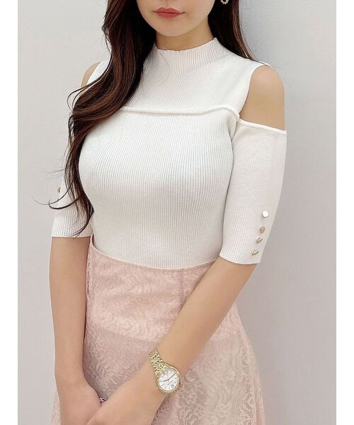 MERCURYDUO（マーキュリーデュオ）の「ビスチェ風カットアウトニット（ニット/セーター・レディース・ライム/ブラック/オフホワイト・FREE）」の13枚目の写真