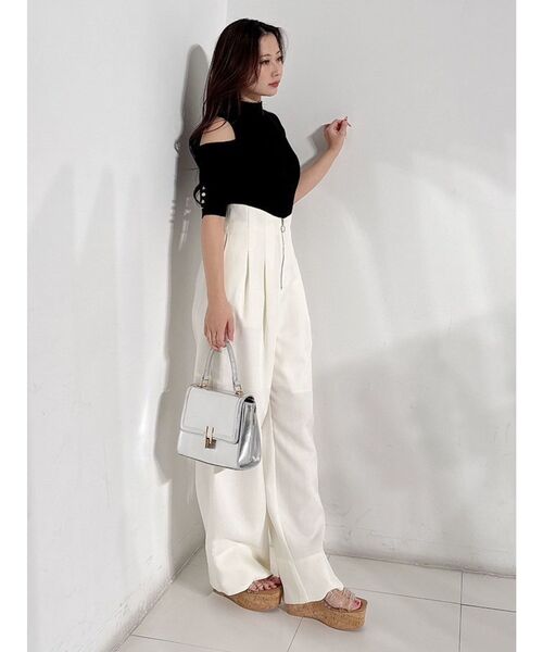 MERCURYDUO（マーキュリーデュオ）の「ビスチェ風カットアウトニット（ニット/セーター・レディース・ライム/ブラック/オフホワイト・FREE）」の16枚目の写真