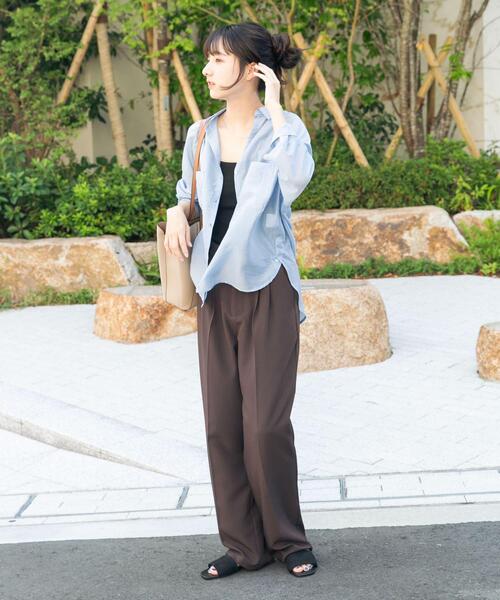 ITEMS URBANRESEARCH（アイテムズ アーバンリサーチ）の「シアーポケットスキッパーシャツ（シャツ/ブラウス・レディース・ライトブルー/ホワイト系その他/ネイビー・FREE）」の16枚目の写真