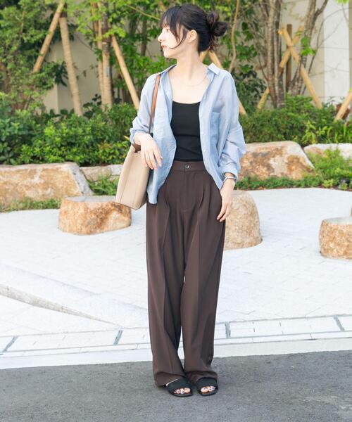 ITEMS URBANRESEARCH（アイテムズ アーバンリサーチ）の「シアーポケットスキッパーシャツ（シャツ/ブラウス・レディース・ライトブルー/ホワイト系その他/ネイビー・FREE）」の17枚目の写真