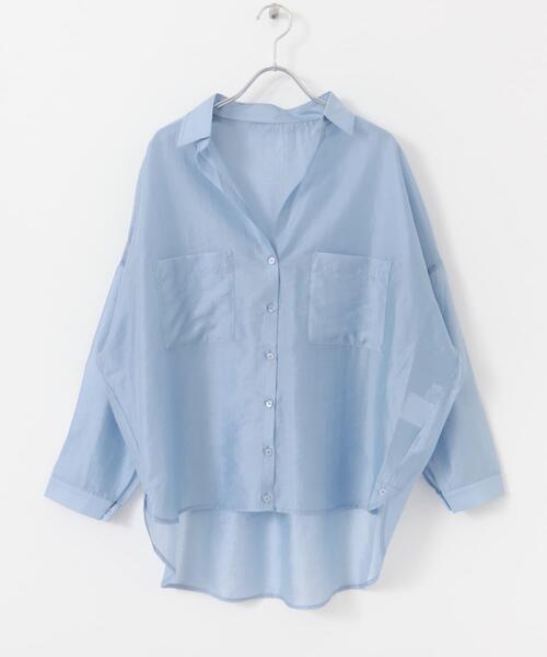 ITEMS URBANRESEARCH（アイテムズ アーバンリサーチ）の「シアーポケットスキッパーシャツ（シャツ/ブラウス・レディース・ライトブルー/ホワイト系その他/ネイビー・FREE）」の18枚目の写真