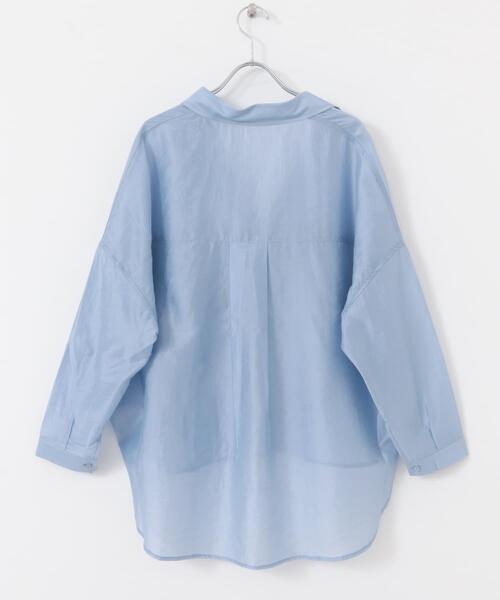 ITEMS URBANRESEARCH（アイテムズ アーバンリサーチ）の「シアーポケットスキッパーシャツ（シャツ/ブラウス・レディース・ライトブルー/ホワイト系その他/ネイビー・FREE）」の22枚目の写真