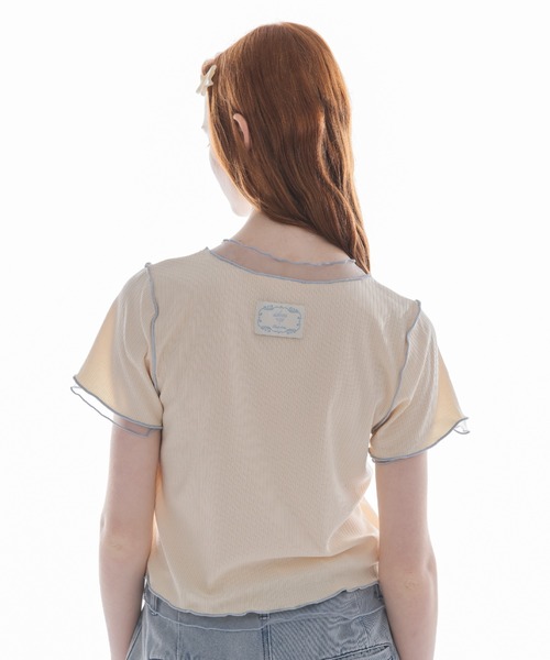 idem（イデム）の「sheer layered tops／チュールドッキングメロートップス（Tシャツ/カットソー・レディース・チャコールグレー/ベージュ・FREE）」の22枚目の写真