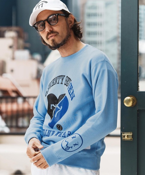 seventy seven(セブンティセブン)の「msw1660-middle onz sweat shirts (heartGW) スウェット(スウェット・メンズ・サックスブルー/ブラック/ヘザーグレー・S/M/L/XL)」の3枚目の写真