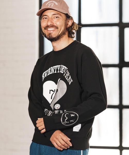 seventy seven(セブンティセブン)の「msw1660-middle onz sweat shirts (heartGW) スウェット(スウェット・メンズ・サックスブルー/ブラック/ヘザーグレー・S/M/L/XL)」の1枚目の写真