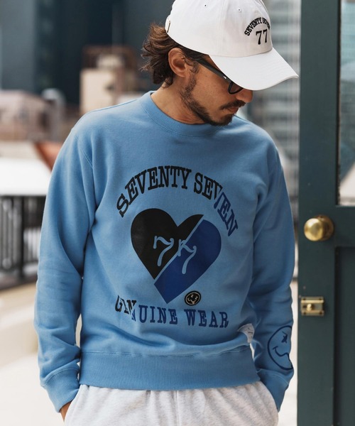 seventy seven(セブンティセブン)の「msw1660-middle onz sweat shirts (heartGW) スウェット(スウェット・メンズ・サックスブルー/ブラック/ヘザーグレー・S/M/L/XL)」の6枚目の写真
