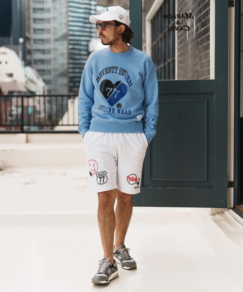 seventy seven(セブンティセブン)の「msw1660-middle onz sweat shirts (heartGW) スウェット(スウェット・メンズ・サックスブルー/ブラック/ヘザーグレー・S/M/L/XL)」の7枚目の写真