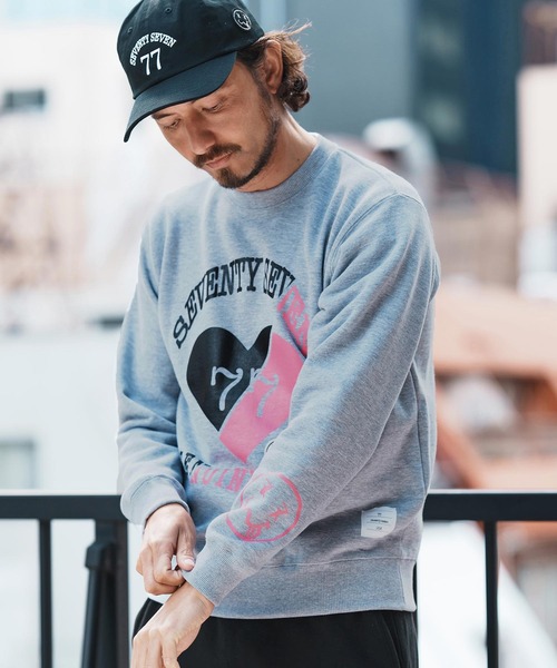 seventy seven(セブンティセブン)の「msw1660-middle onz sweat shirts (heartGW) スウェット(スウェット・メンズ・サックスブルー/ブラック/ヘザーグレー・S/M/L/XL)」の9枚目の写真