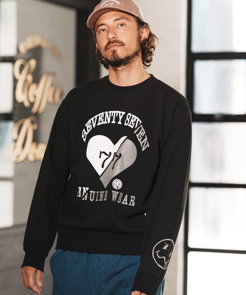 seventy seven(セブンティセブン)の「msw1660-middle onz sweat shirts (heartGW) スウェット(スウェット・メンズ・サックスブルー/ブラック/ヘザーグレー・S/M/L/XL)」の17枚目の写真