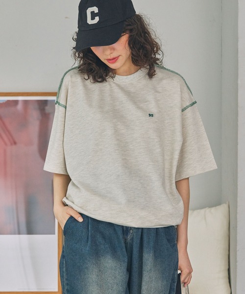 ナンバリング刺繍 配色ロックステッチ Tシャツ MONO-MART LADY'S│MONO