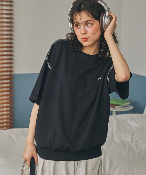 ナンバリング刺繍 配色ロックステッチ Tシャツ MONO-MART LADY'S│MONO