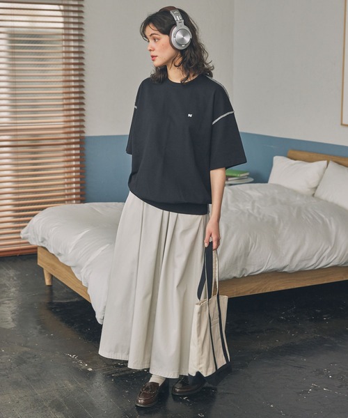 ナンバリング刺繍 配色ロックステッチ Tシャツ MONO-MART LADY'S│MONO