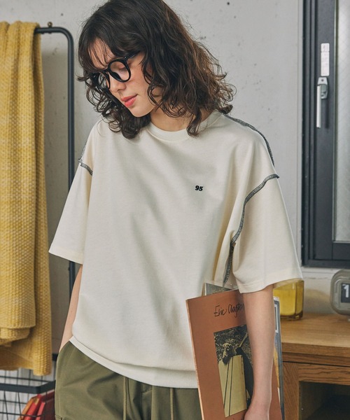 ナンバリング刺繍 配色ロックステッチ Tシャツ MONO-MART LADY'S│MONO