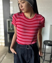 Kotoe（コトエ）の「リブ ボーダートップス コンパクトシルエット ミニT（Tシャツ/カットソー）」