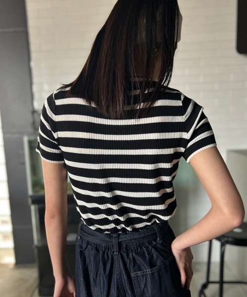 未使用 定価55650円 RHIE リエ ボーダー Tシャツ トップス 未使用 RHIE リエ ボーダー Tシャツ トップス