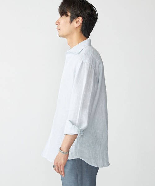 SHIPS(シップス)の「SHIPS: ウォッシュド リネン ストライプ シャツ(シャツ/ブラウス・メンズ・トップグレー/ライトグリーン・SMALL/MEDIUM/LARGE/X-LARGE)」の3枚目の写真