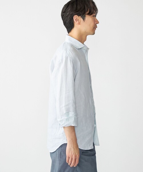 SHIPS(シップス)の「SHIPS: ウォッシュド リネン ストライプ シャツ(シャツ/ブラウス・メンズ・トップグレー/ライトグリーン・SMALL/MEDIUM/LARGE/X-LARGE)」の5枚目の写真