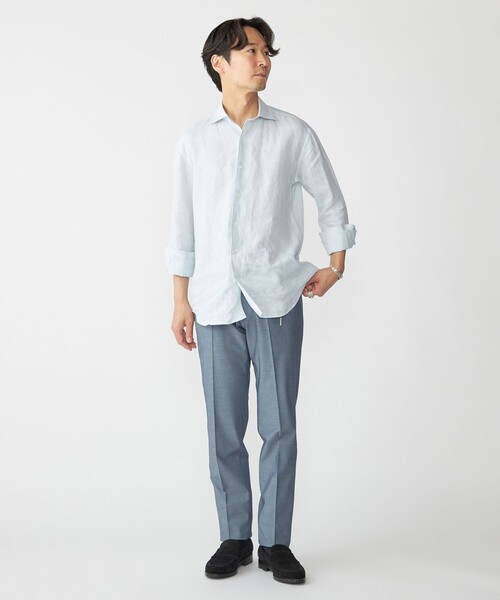 SHIPS(シップス)の「SHIPS: ウォッシュド リネン ストライプ シャツ(シャツ/ブラウス・メンズ・トップグレー/ライトグリーン・SMALL/MEDIUM/LARGE/X-LARGE)」の6枚目の写真