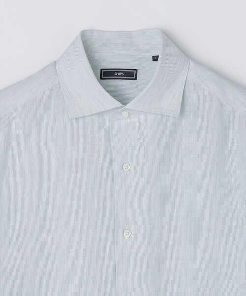 SHIPS(シップス)の「SHIPS: ウォッシュド リネン ストライプ シャツ(シャツ/ブラウス・メンズ・トップグレー/ライトグリーン・SMALL/MEDIUM/LARGE/X-LARGE)」の12枚目の写真