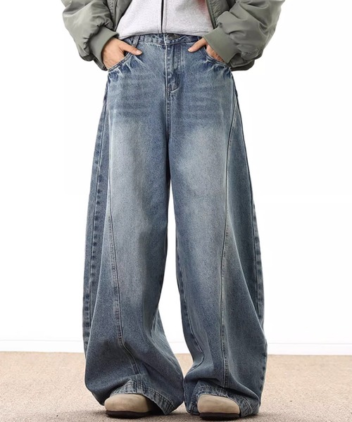 WESTBOY(ウエストボーイ)の「カーブデニムパンツ/ワイドデニムパンツ WO25S9PT05【WB ORIGINALS】(デニムパンツ・メンズ・ブルー・L/M/XL)」の2枚目の写真