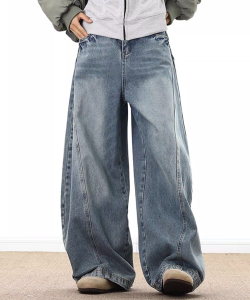 WESTBOY(ウエストボーイ)の「カーブデニムパンツ/ワイドデニムパンツ WO25S9PT05【WB ORIGINALS】(デニムパンツ・メンズ・ブルー・L/M/XL)」の4枚目の写真