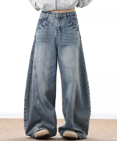 WESTBOY(ウエストボーイ)の「カーブデニムパンツ/ワイドデニムパンツ WO25S9PT05【WB ORIGINALS】(デニムパンツ・メンズ・ブルー・L/M/XL)」の12枚目の写真