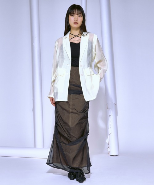 セール】Organdy tuck layered シアーナロースカート（スカート