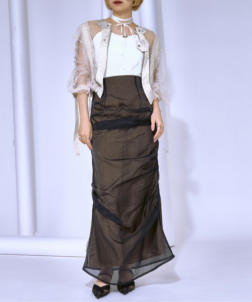セール】Organdy tuck layered シアーナロースカート（スカート