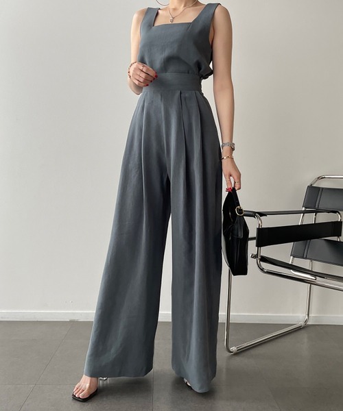 LAFFMO(ラフモ)の「セットアップ ノースリーブトップス&ハイウエストタックフレアパンツ(セットアップ・レディース・グレー/ベージュ/モカ/ブラック・F)」の17枚目の写真