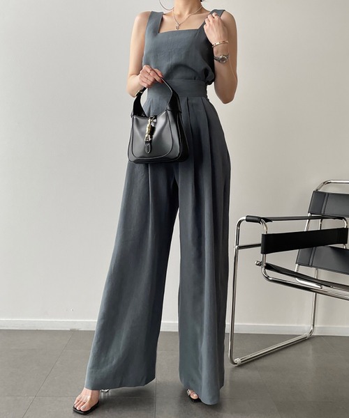 LAFFMO(ラフモ)の「セットアップ ノースリーブトップス&ハイウエストタックフレアパンツ(セットアップ・レディース・グレー/ベージュ/モカ/ブラック・F)」の18枚目の写真