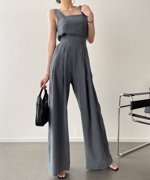 LAFFMO(ラフモ)の「セットアップ ノースリーブトップス&ハイウエストタックフレアパンツ(セットアップ・レディース・グレー/ベージュ/モカ/ブラック・F)」の13枚目の写真