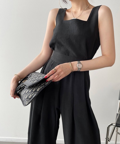 綺麗め ノースリーブ トップス&パンツ フレアー セットアップ セール】セットアップ ノースリーブトップス＆ハイウエスト