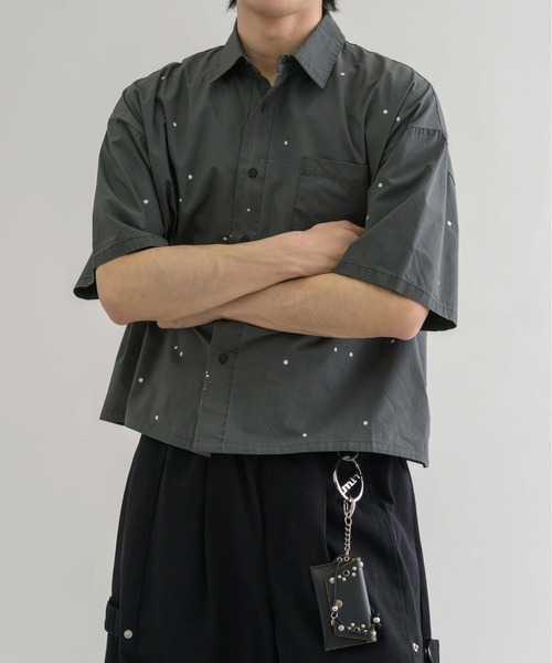 EPNK（イーピーエヌケー）の「【EPNK】Painted half sleeve shirt / ペインテッドハーフスリーブシャツ（シャツ/ブラウス・メンズ・チャコールグレー/ブラック・SMALL/MEDIUM/LARGE）」の14枚目の写真