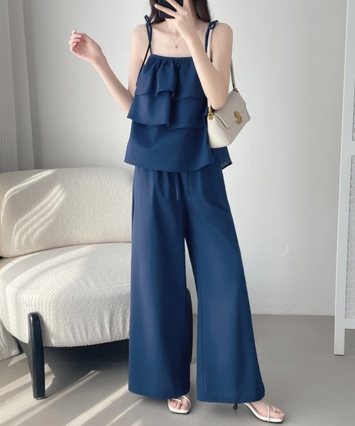 ABITOKYO(アビトーキョー)の「ペプラムフリルキャミソールセットアップ(セットアップ・レディース・ネイビー/カーキ/ベージュ・M/L/XL)」の16枚目の写真